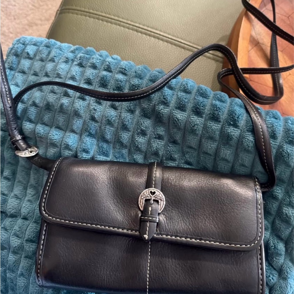 Brighton Black Leather Crossbody Bag/Clutch